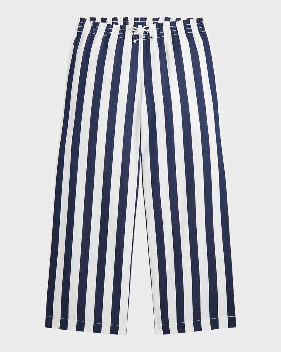 Girl's Cotton Dobby Striped Wide-Leg Pants, Size 8-16